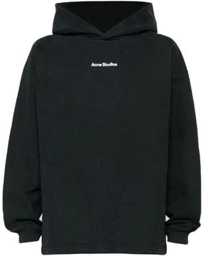 Acne Studios Logo-Print Cotton Hoodie - Black