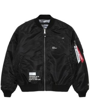 Aape By A Bathing Ape Moonface Embossed Bomber Jacket - Black