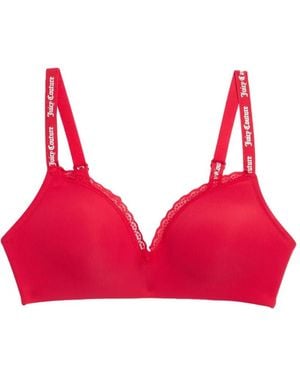 Juicy Couture Ribbed Lace-Trim Bralette - Red