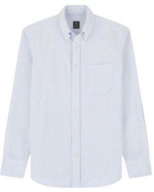 BOGGI Striped Oxford Cotton Shirt Regular Fit - White