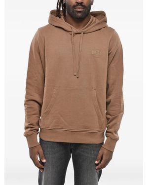 DIESEL Logo-Print Drawstring Hoodie - Brown