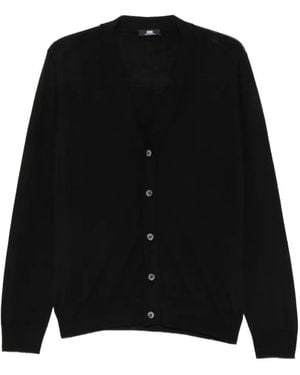 Alpha Studio V-Neck Button-Up Cardigan - Black