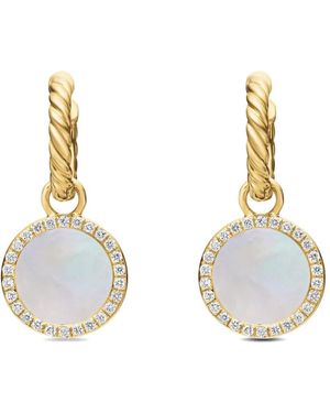 David Yurman Petite Dy Elements ダイヤモンド ドロップピアス 22.6mm 18kイエローゴールド - ホワイト