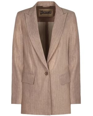 Herno Single-breasted Blazer - Brown