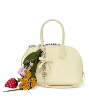 Self-Portrait Lizard-Embossed Leather Mini Tote Bag - Metallic