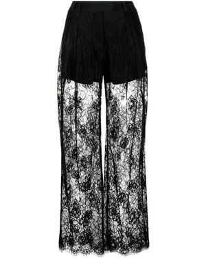 Fleur du Mal Wide-Leg Lace Pants - Black