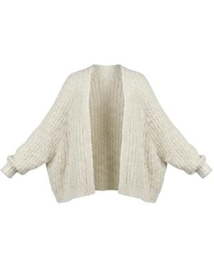 Balmain Batwing-Sleeve Chunky-Knit Cardigan - White