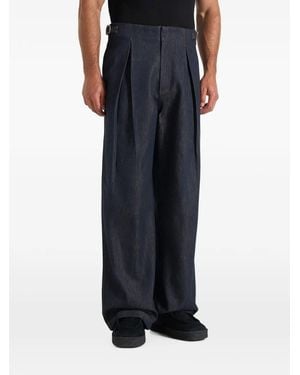 Manière De Voir Lio Box-Pleat Wide-Leg Denim Jeans - Black