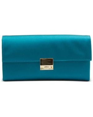 Tom Ford Clutch Aus Satin Mit Logo-Schild - Blau