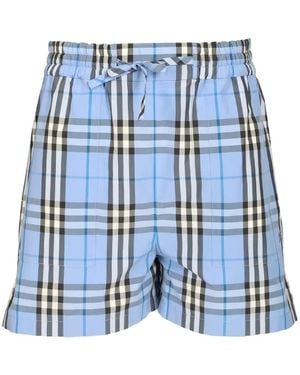 Burberry Short À Carreaux - Blue