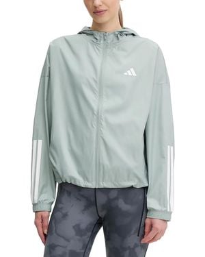 adidas Hyperglam Logo-Print Hooded Jacket - Blue