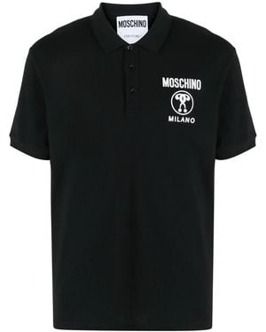 Moschino Double Question Mark Short-Sleeve Polo Shirt - Black