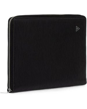 Guess Milano Logo-Plaque Textured Wallet - Black
