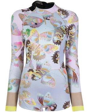 Cynthia Rowley Sunset Butterfly Long-Sleeve Wetsuit - Blue