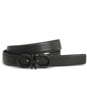 Ferragamo Gancini Pebbled Leather Belt - White
