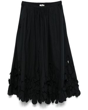 Forte Forte Floral-Appliqué Midi Skirt - Black