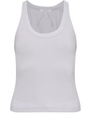 Rag & Bone Ribbed-Knit Racerback Tank Top - White