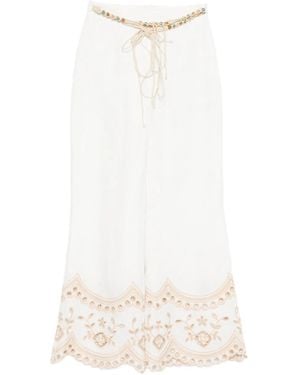 Zimmermann Wanderlust Beaded Embroidered Pants - White