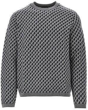 Emporio Armani Jersey De Lana Virgen Con Motivo Geométrico - Gris