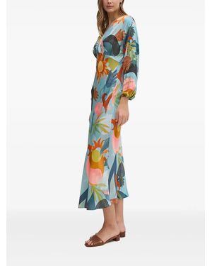 Never Fully Dressed Emma abstract-print V-neck dress - Weiß