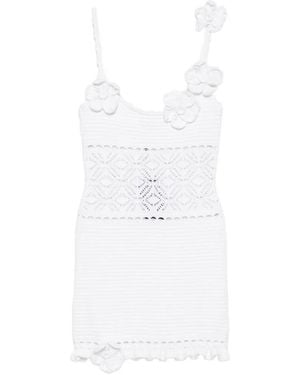 retroféte Gehäkeltes Orleane Kleid Mit Blumenapplikation - Weiß