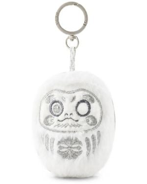 Evisu Daruma Schlüsselanhänger Aus Faux Fur - Weiß