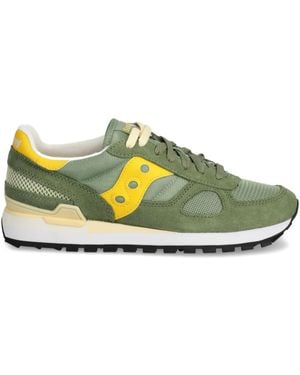 Saucony Suede-Panelled Trainers - Green