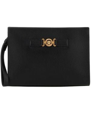 Versace Medusa Leather Clutch Bag - Black
