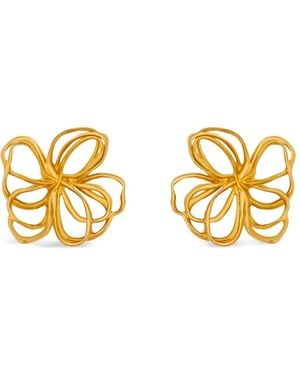 Oscar de la Renta Floral Post-Back Earrings - Metallic