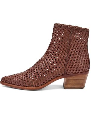 Frau Woven Leather Ankle Boots - Brown