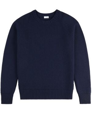 Fay Elbow Patch Crew Neck Sweater - Blue