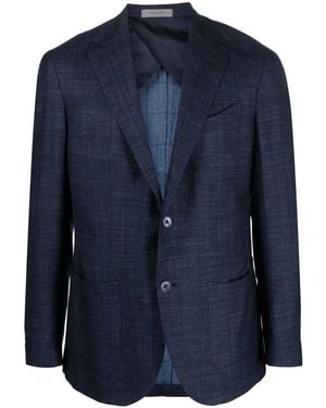 Corneliani Single-breasted Chambray Blazer - Blue