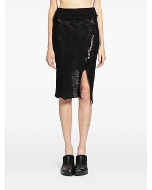 Halo Safety-Pin Knitted Skirt - Black
