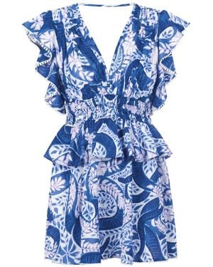 Poupette Noemi Paisley-Print Mini Dress - Blue