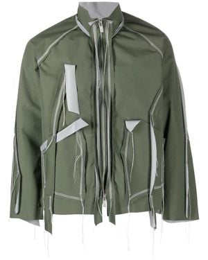 Sulvam Distressed Layered Jacket - Green