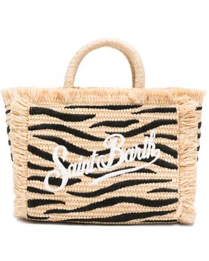 MC2 Saint Barth Zebra-Print Frayed Shoulder Bag - White