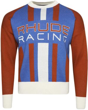 Rhude Intarsien-Pullover Mit Logo - Blau