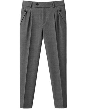John Richmond Prince Of Wales Check Pleated Trousers - Grey