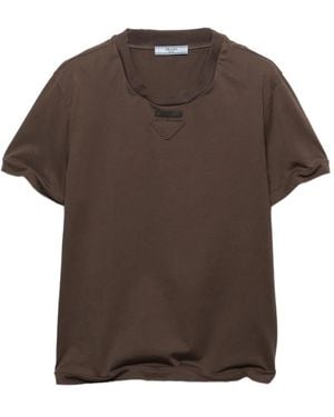 Prada Cotton Jersey T-Shirt - Brown