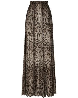 Dolce & Gabbana Leopard-Print Chiffon Culottes - Brown