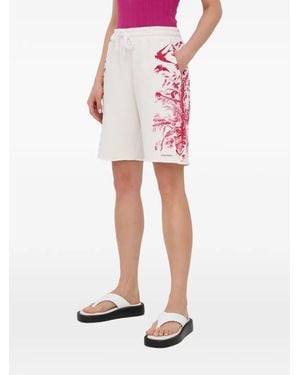 RED Valentino Floral-Print Drawstring Shorts - Pink