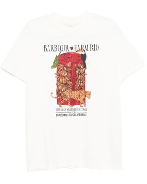 Barbour X Farm T-Shirt Rio Maria Clara Con Stampa - Bianco