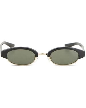 McQueen Ellipse Oval-Frame Sunglasses - Green