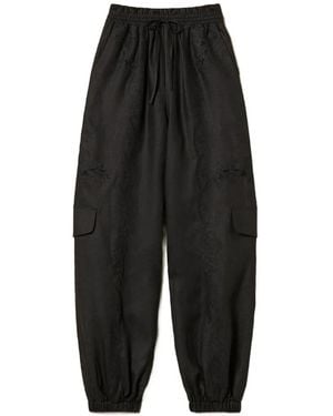 Twinset Linen And Broderie Anglaise Jogger Pants - Black