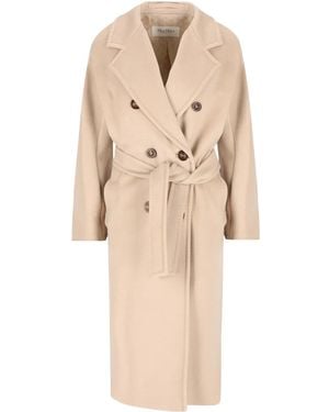 Max Mara Mantel Met Dubbele Rij Knopen - Naturel