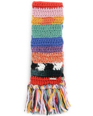 DSquared² Crochet-Knit Fringed Scarf - White