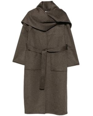 The Dynamis Studio Scarf-Detail Belted Coat - Brown