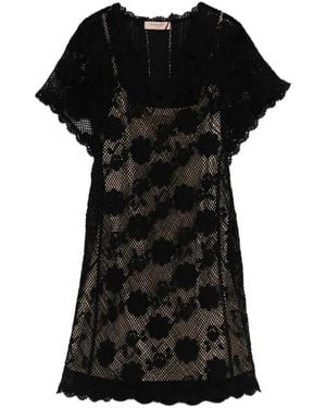 Twinset Floral-Appliqué Lace Dress - Black