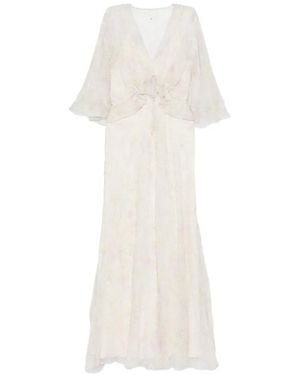 Alberta Ferretti Floral-Detail Maxi Dress - White