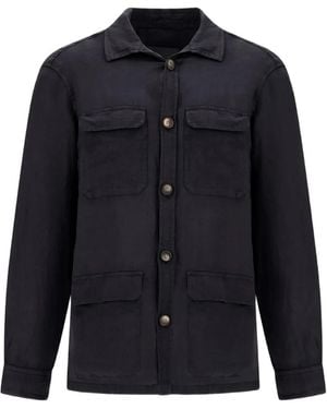 Herno Linen Field Jacket - Blue